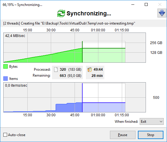 FreeFileSync 同步进度截图